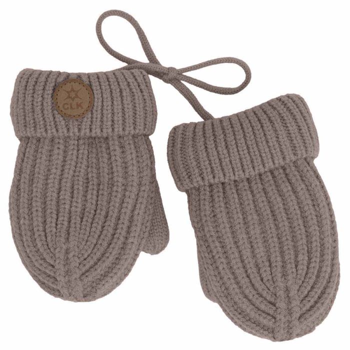 Calikids Soft Touch Knit Mitten With Cord - Mocha