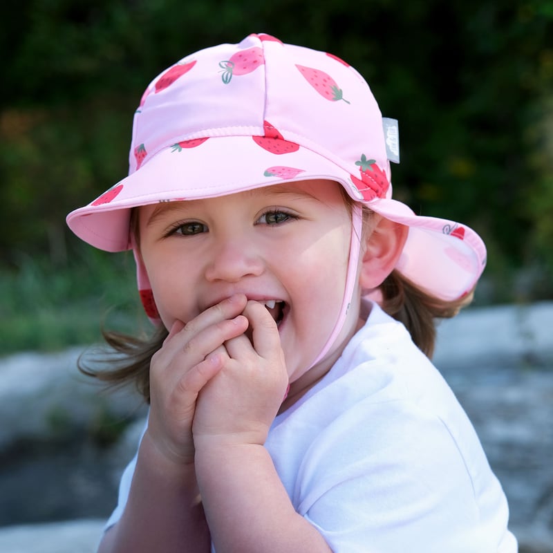 Pink Strawberry Sun Soft UV Baby Caps