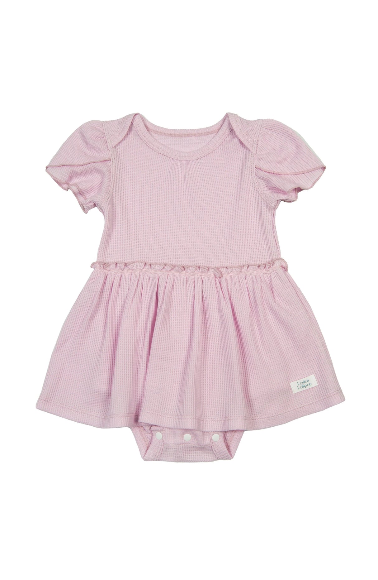 Waffle Short Sleeve Bodysuit Dress - Lilac - Princess and the Pea Boutique