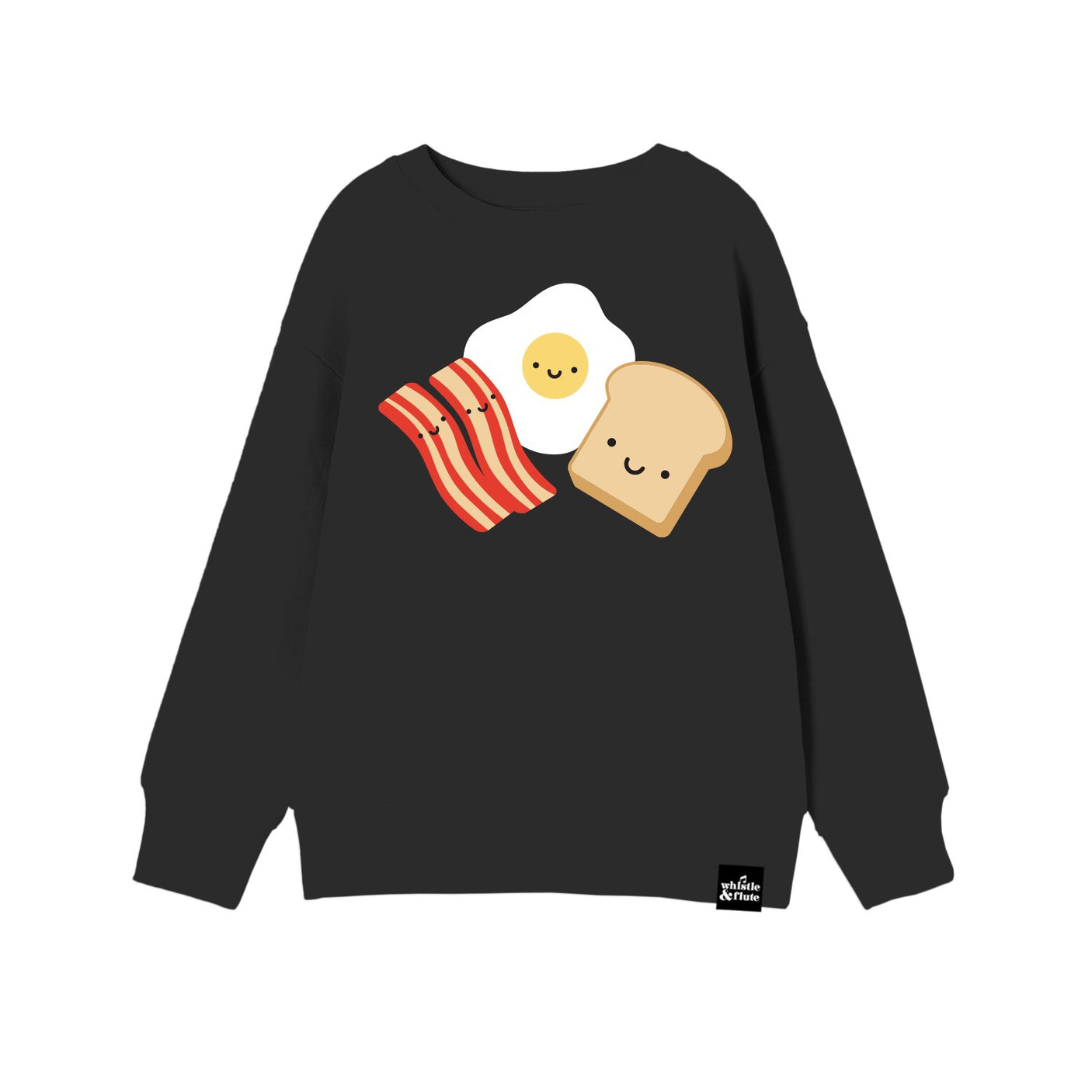 Whistle and Flute Kawaii Breakfast Sweatshirt - Black - Princess and the Pea Boutique