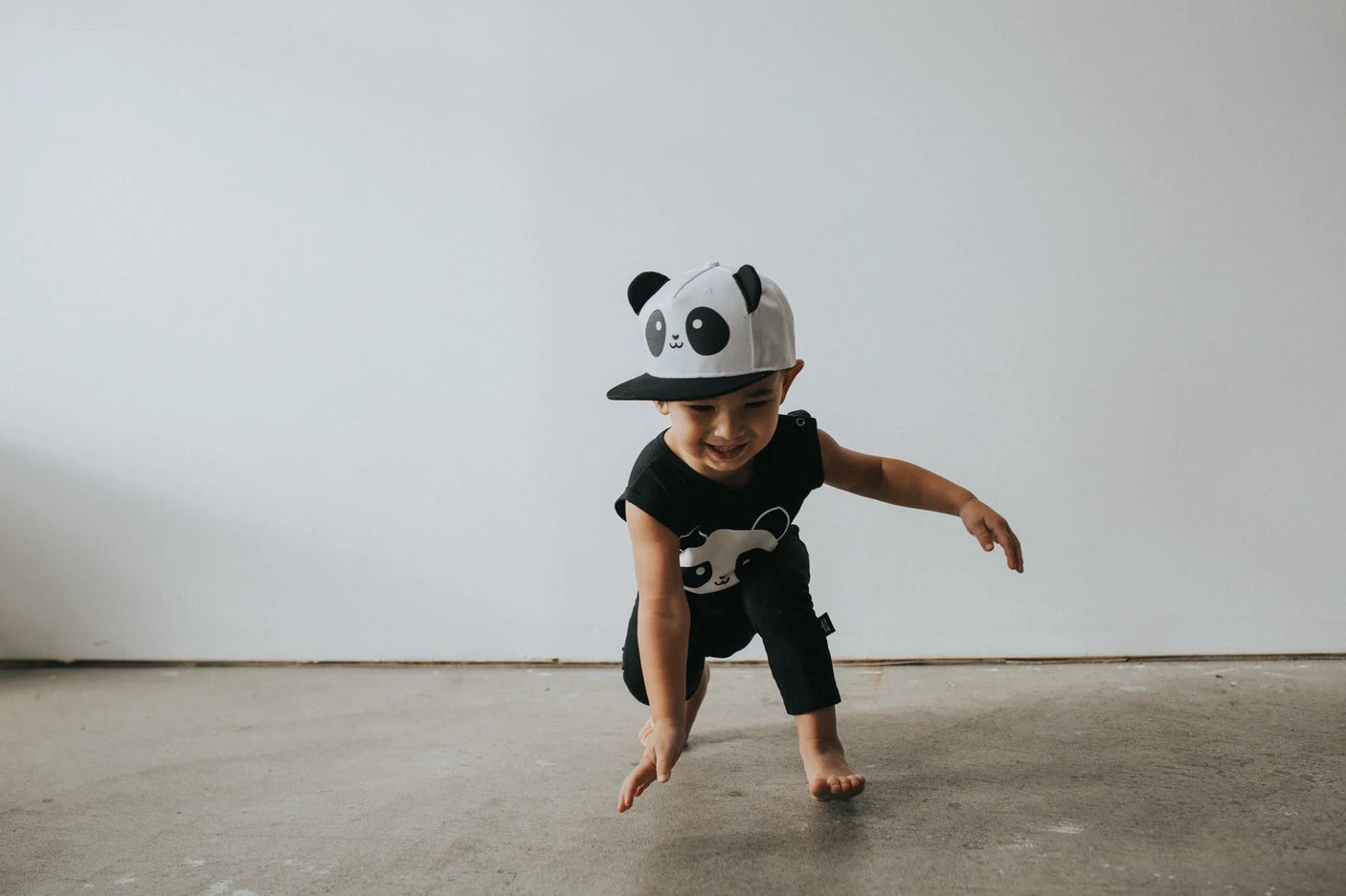 Whistle and Flute Kawaii Panda Flat Brim Cap With Ears - Princess and the Pea Boutique