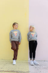 Whistle and Flute Kawaii Pizza Sweatshirt - Athletic Grey - Princess and the Pea Boutique