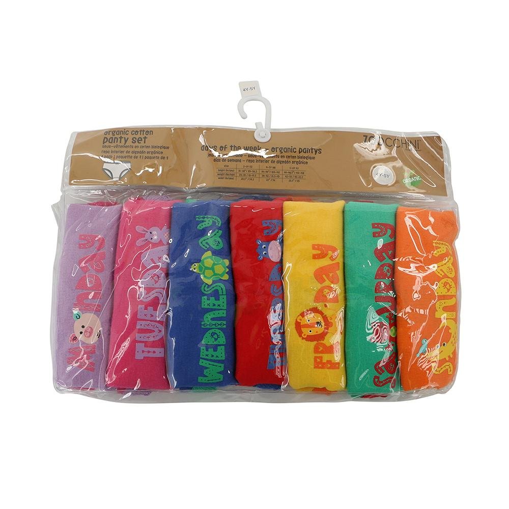 7 Piece Everyday Organic Pantys Set - Days of the Week (Girl) - Princess and the Pea