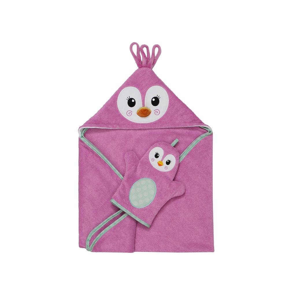 Baby Snow Terry Hooded Bath Towel - Penny the Penguin - Princess and the Pea