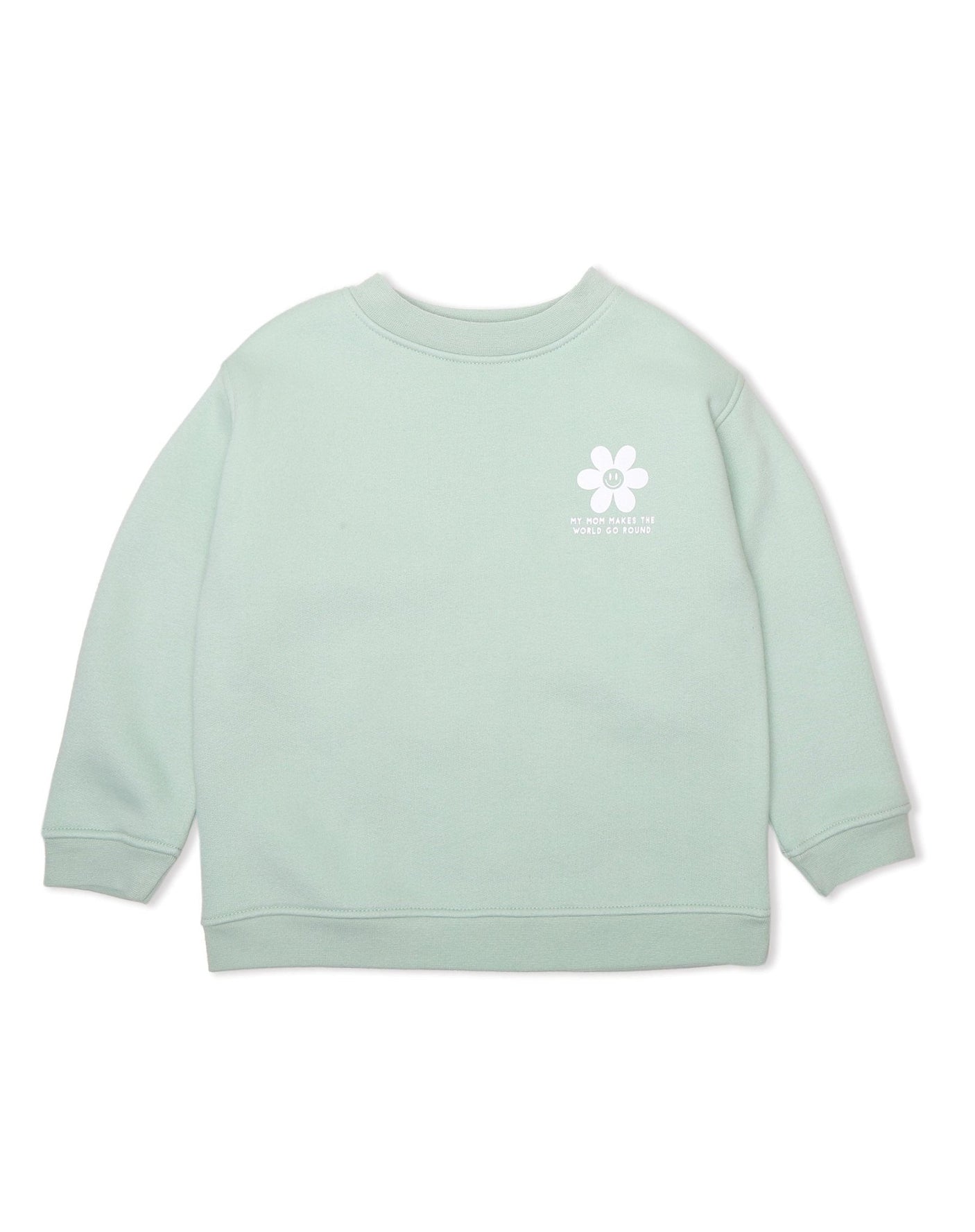 BRUNETTE The Label "WORLD GO ROUND" Little Babes Crew Neck Sweatshirt | Sage - Princess and the Pea