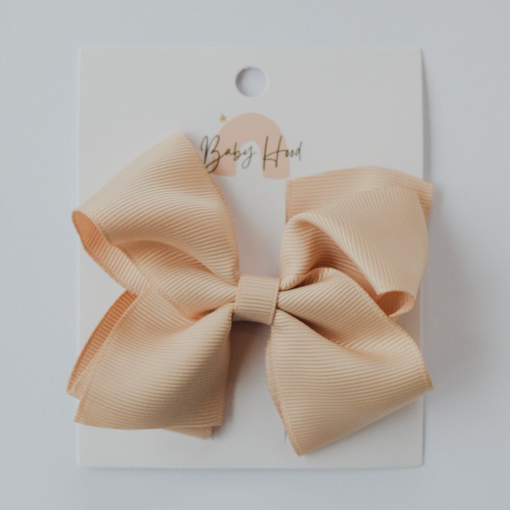 Classic Ribbon Bow - Large (3x3 Inches) Beige - Princess and the Pea