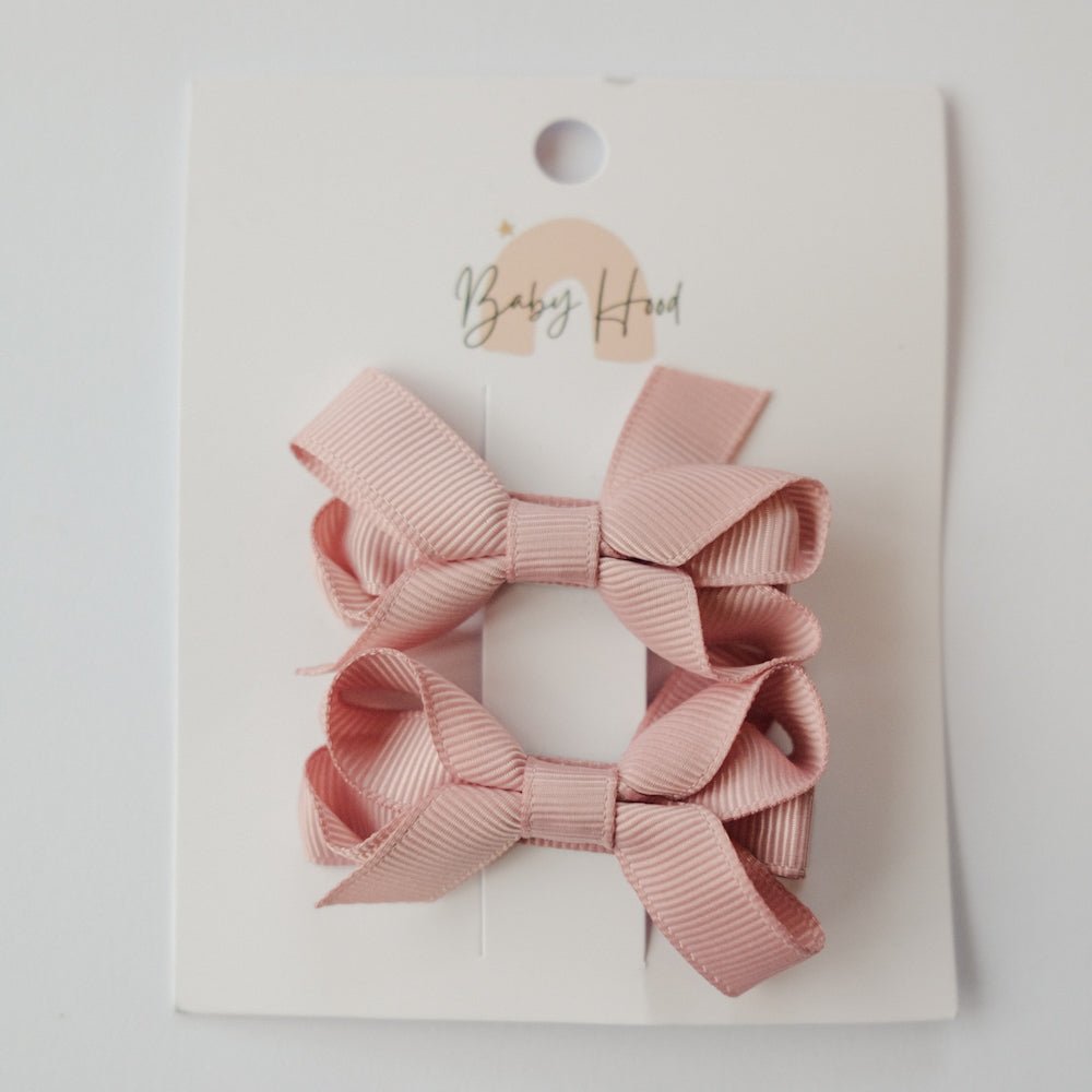 Classic Ribbon Bow Small Duo - Dusty Pink - Princess and the Pea