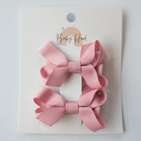 Classic Ribbon Bow Small Duo - Petal Pink - Princess and the Pea