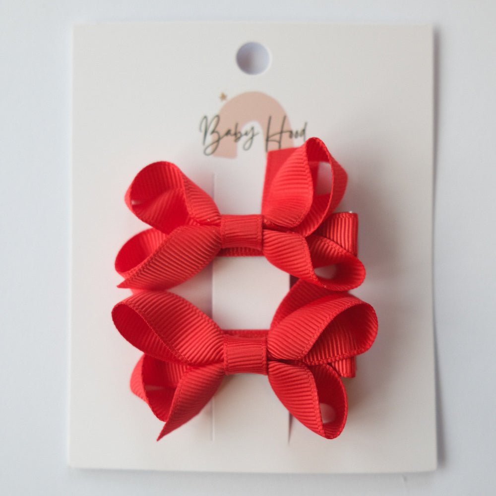 Classic Ribbon Bow Small Duo - Red - Princess and the Pea