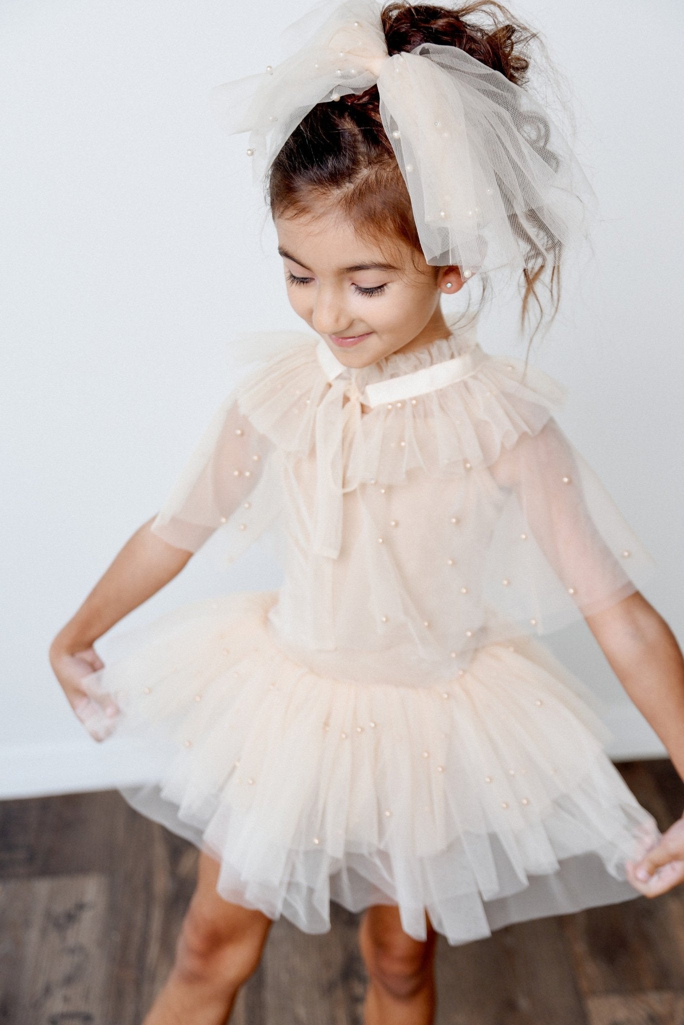 DOLLY® PEARL TULLE TIERED HAIR BOW - Cream - Princess and the Pea