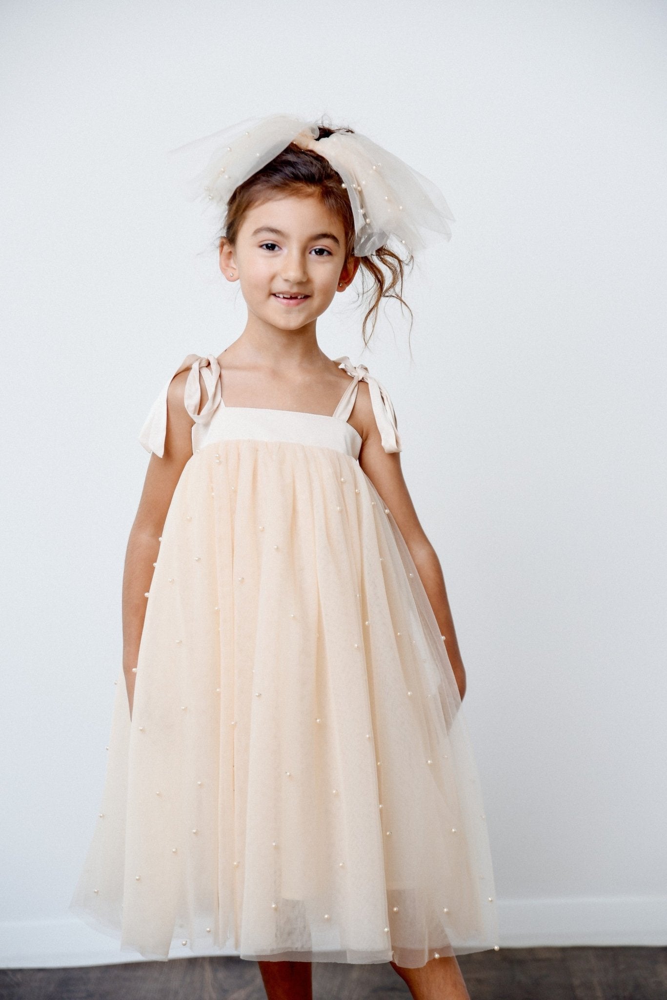 DOLLY® PEARL TULLE TIERED HAIR BOW - Cream - Princess and the Pea