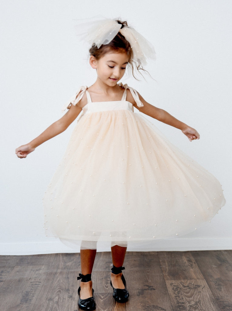 DOLLY® PEARL TULLE TIERED HAIR BOW - Cream - Princess and the Pea