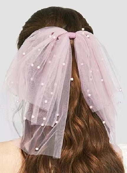 DOLLY® PEARL TULLE TIERED HAIR BOW - Dolly Pink - Princess and the Pea