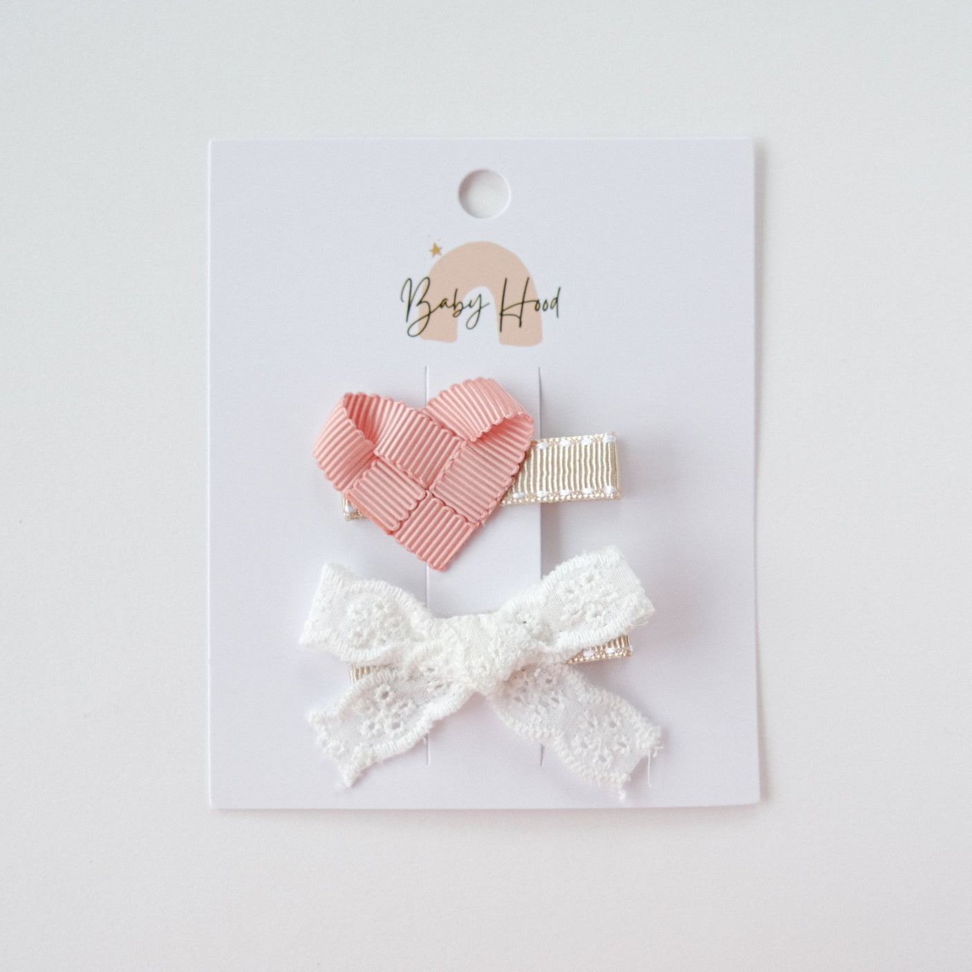 Ella Sweetheart Lace Bow Baby Hair Clip Set - Princess and the Pea