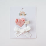 Ella Sweetheart Lace Bow Baby Hair Clip Set - Princess and the Pea