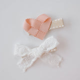 Ella Sweetheart Lace Bow Baby Hair Clip Set - Princess and the Pea