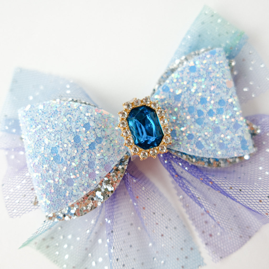 Elsa Enchanted Sparkle Bow Hair Clip - Princess and the Pea