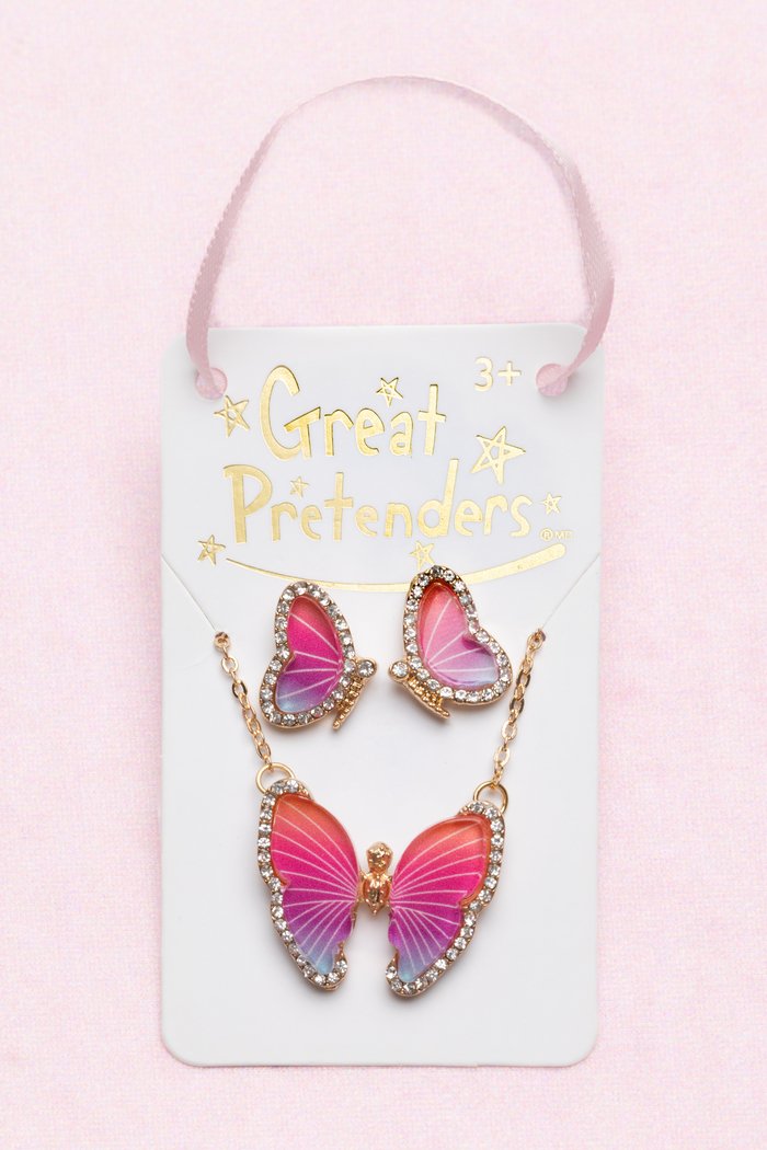 Great Pretenders - Boutique Butterfly Necklace & Studded Earring Set - Princess and the Pea