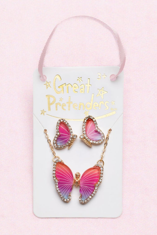 Great Pretenders - Boutique Butterfly Necklace & Studded Earring Set - Princess and the Pea