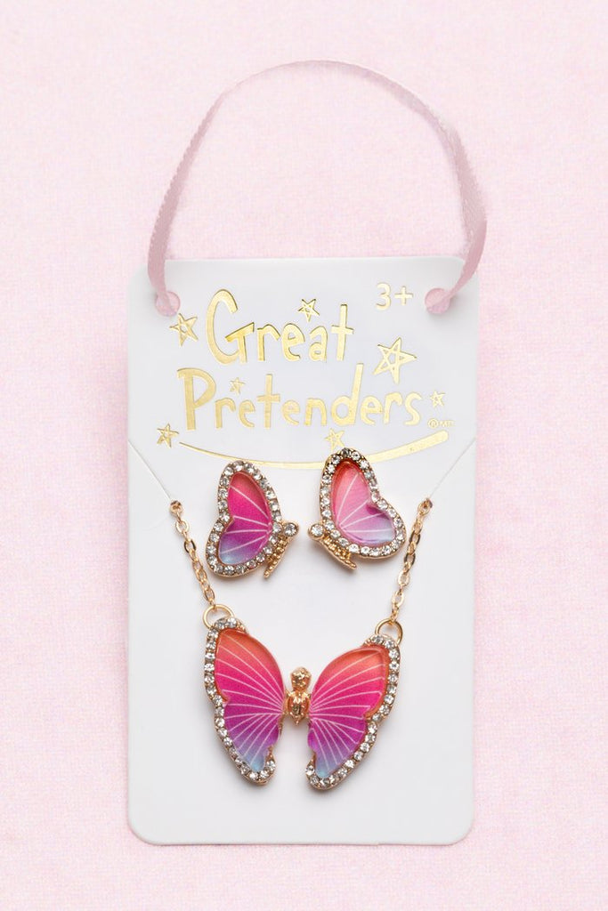 Great Pretenders - Boutique Butterfly Necklace & Studded Earring Set - Princess and the Pea