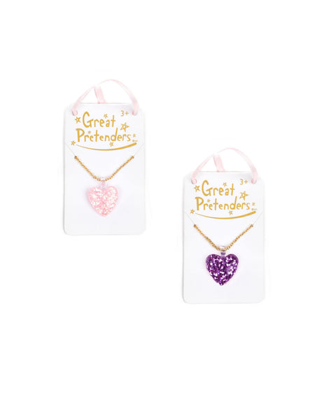 Great Pretenders - Boutique Glitter Heart Necklace - Princess and the Pea