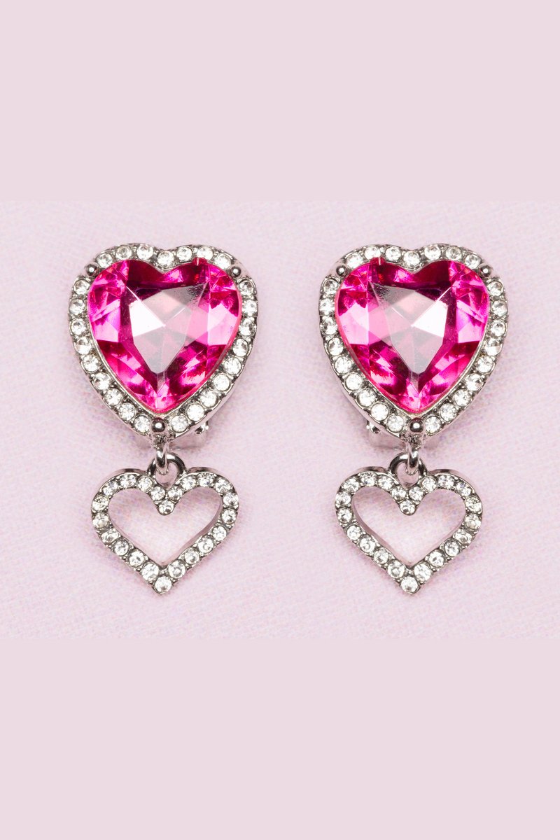 Great Pretenders Boutique Heart Jewel Clip On Earrings