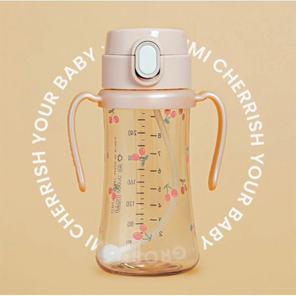 Grosmimi PPSU Cherrish Weighted Straw Cup - Rose Gold - Princess and the Pea