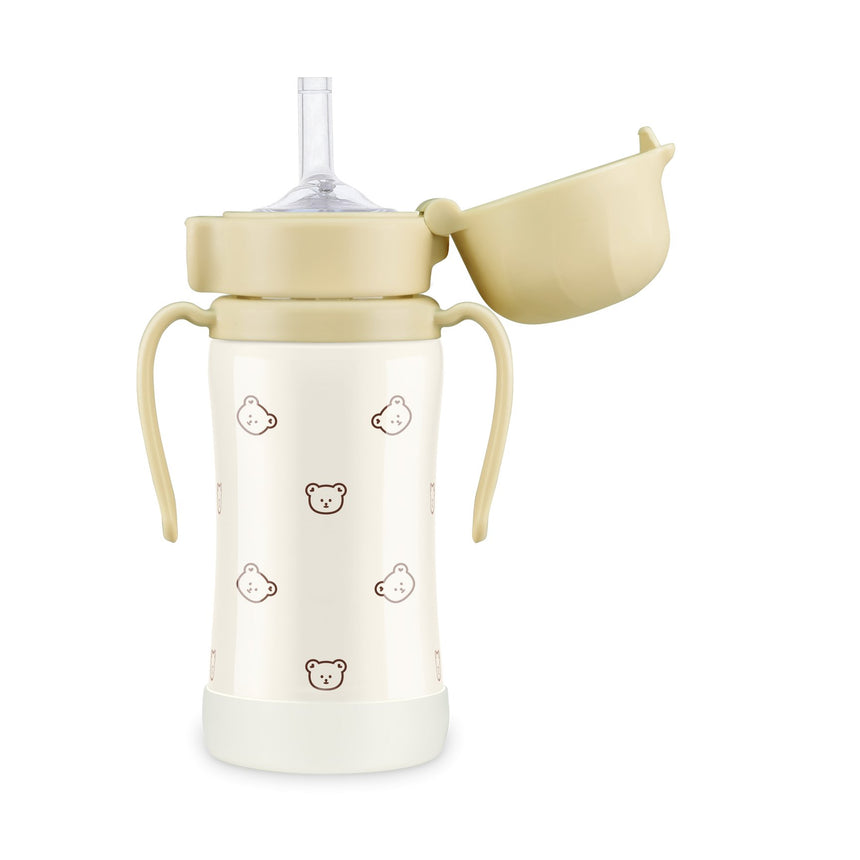 Grosmimi STAINLESS Straw CUP With One Touch Cap - Dotgom Butter - Princess and the Pea
