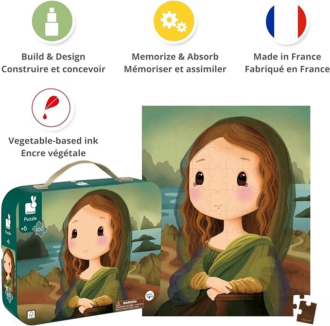 Janod 100 Piece Children’s Jigsaw Puzzle Inspired by Leonardo Da Vinci - Princess and the Pea