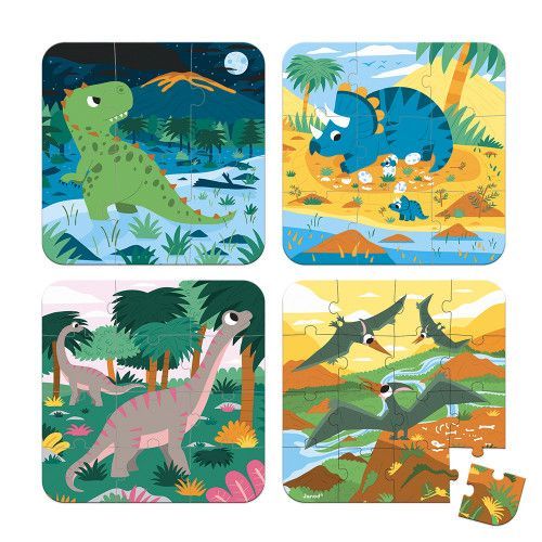 Janod 4 In 1 Progressive Puzzles Dinosaurs - Princess and the Pea