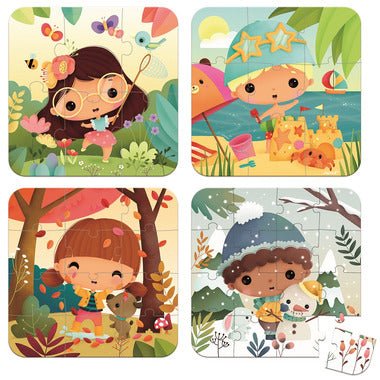 Janod 4 In 1 Progressive Puzzles Seasons - Princess and the Pea