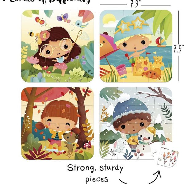 Janod 4 In 1 Progressive Puzzles Seasons - Princess and the Pea