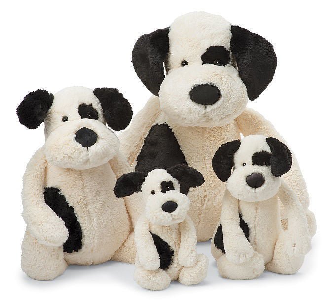 Jellycat Bashful Black & Cream Puppy Huge – Princess and the Pea