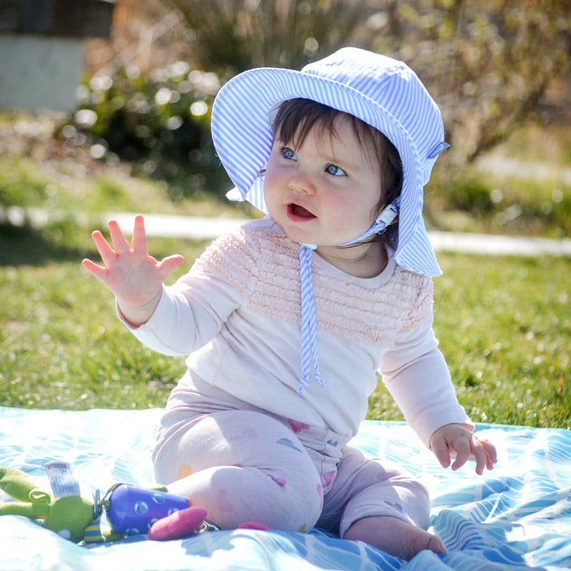 Kids Cotton Floppy Hats - Blue Stripes - Princess and the Pea