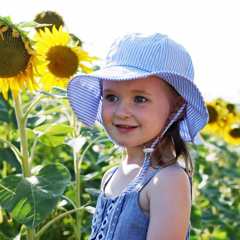 Kids Cotton Floppy Hats - Blue Stripes - Princess and the Pea