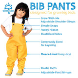 Kids Cozy-Dry Rain Bib Pants - Yellow - Princess and the Pea