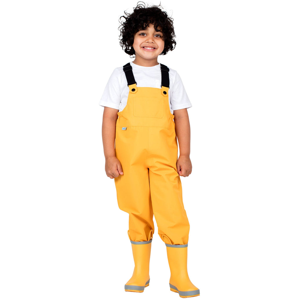 Kids Cozy-Dry Rain Bib Pants - Yellow - Princess and the Pea