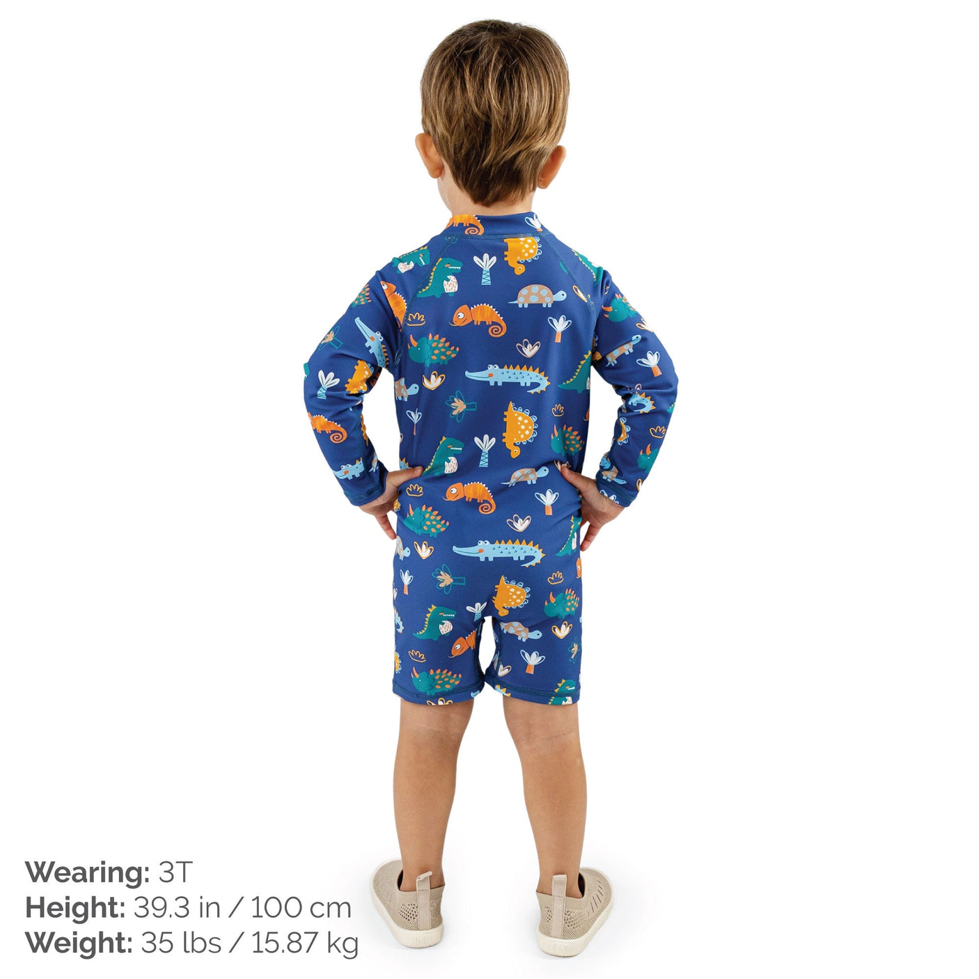 Kids One Piece UV Sun Suit - Dino Buddies - Princess and the Pea