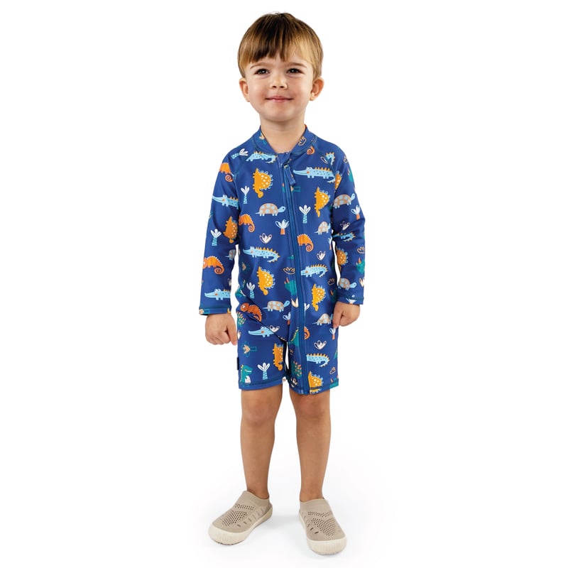 Kids One Piece UV Sun Suit - Dino Buddies - Princess and the Pea