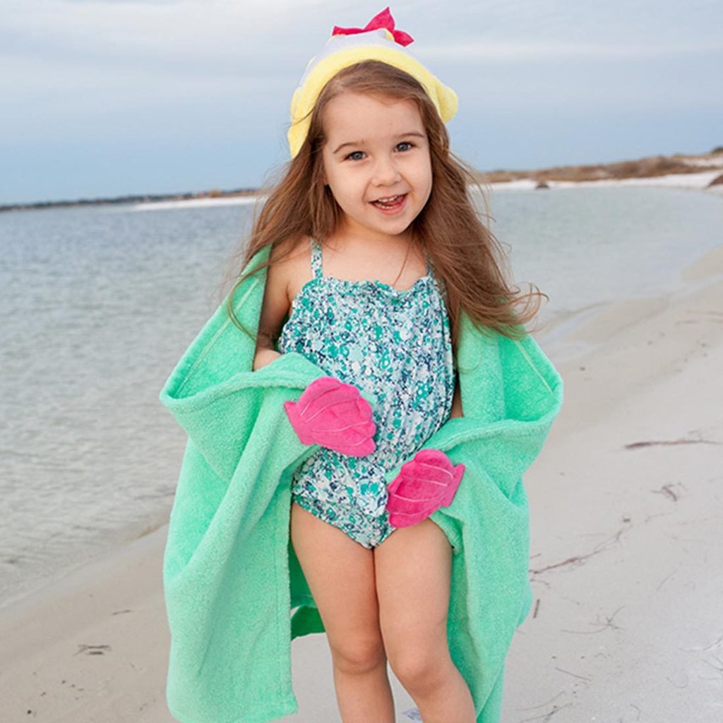 Kids Plush Terry Hooded Bath Towel - Marietta the Mermaid - Princess and the Pea