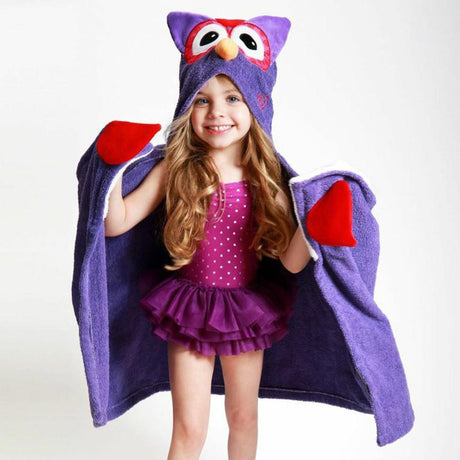 Kids Plush Terry Hooded Bath Towel - Olive the Owl - Princess and the Pea