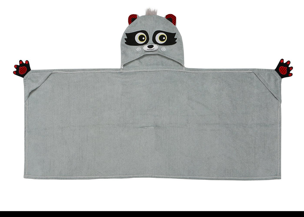 Kids Plush Terry Hooded Bath Towel - Rocco the Raccoon - Princess and the Pea