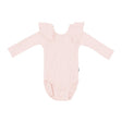 Kyte Baby Ribbed Long Sleeve Ruffle Leotard in Blush - Princess and the Pea