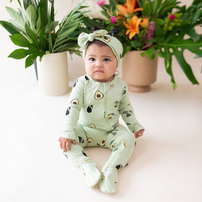 Kyte Baby Zippered Footie in Avocado - Princess and the Pea
