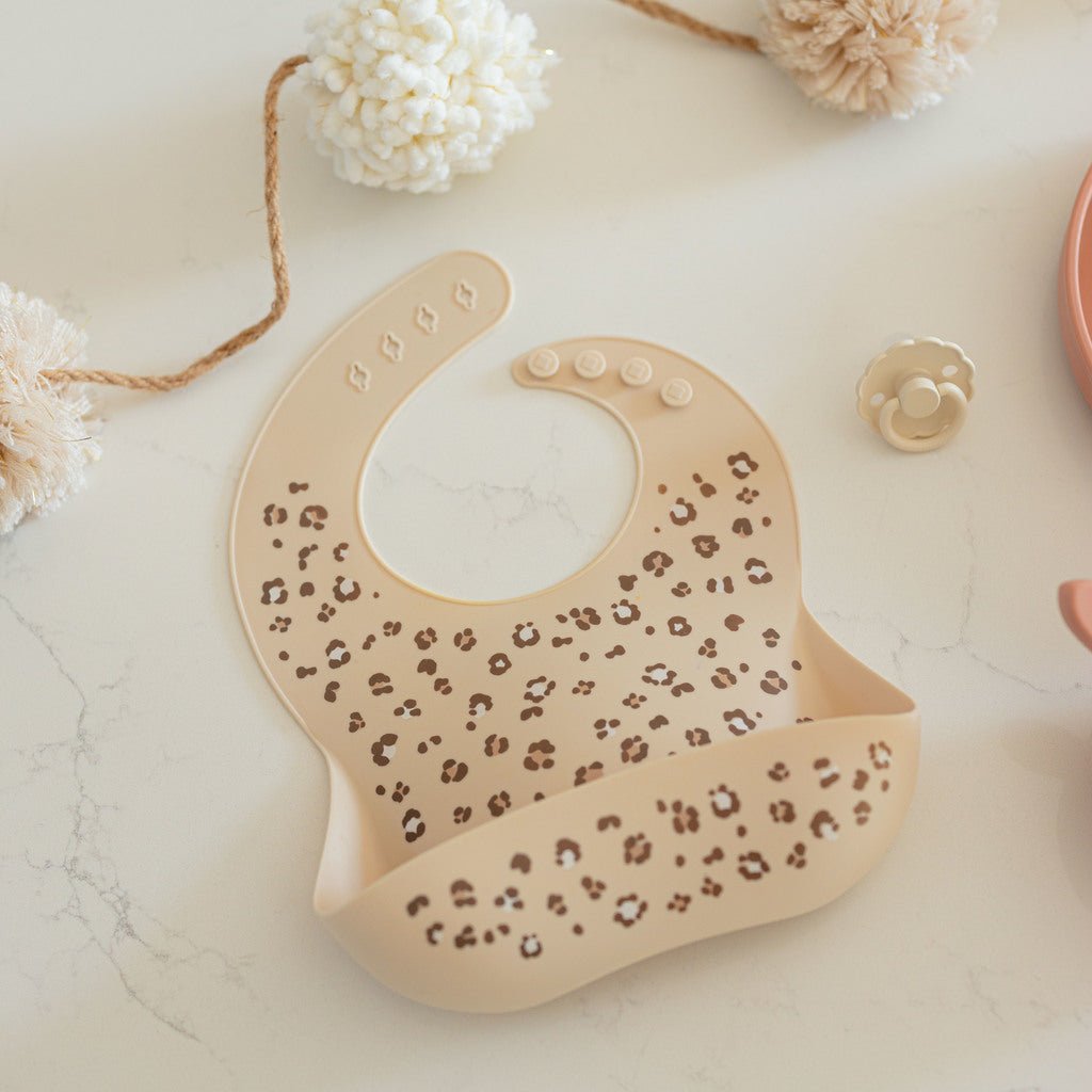 Lil North Co. Cheetah Spots Silicone Bib - Princess and the Pea