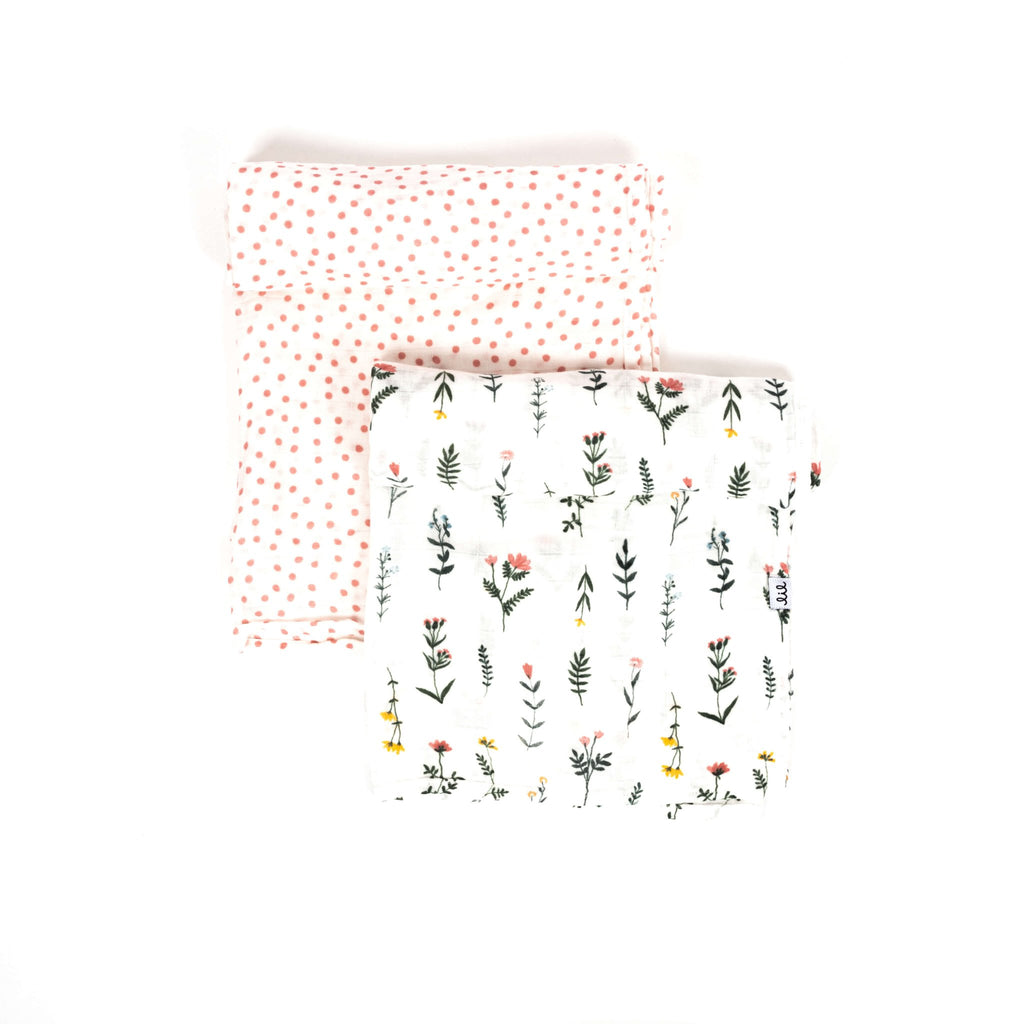 Lil North Co. Muslin Swaddle Set - Wildflower & Blush Dots - Princess and the Pea