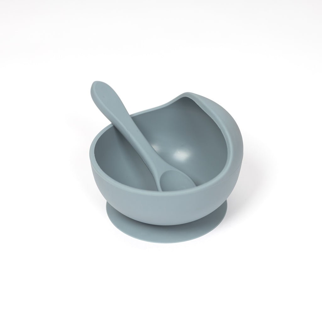 Lil North Co. Pale Blue Silicone Suction Bowl and Spoon Set - Princess and the Pea