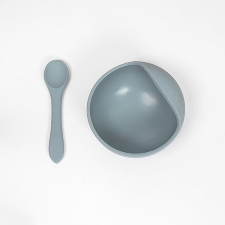 Lil North Co. Pale Blue Silicone Suction Bowl and Spoon Set - Princess and the Pea