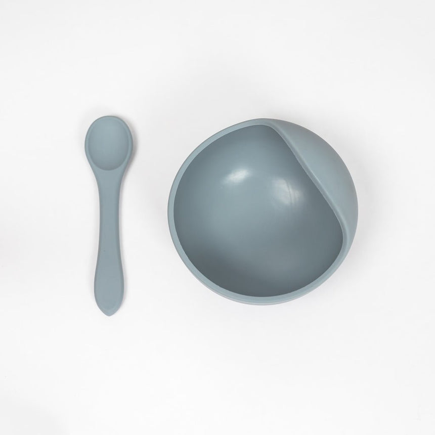 Lil North Co. Pale Blue Silicone Suction Bowl and Spoon Set - Princess and the Pea