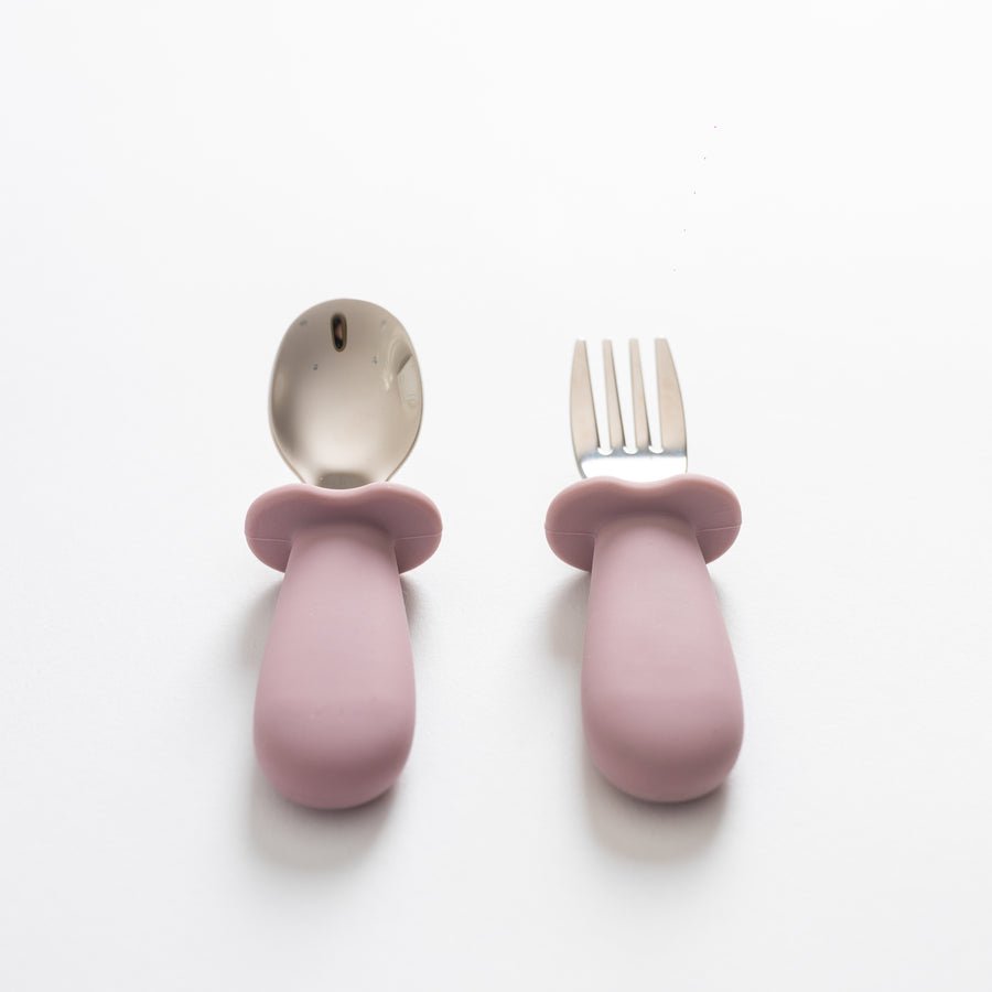 Lil North Co. Pale Mauve Silicone & Stainless Steel Toddler Cutlery Set - Princess and the Pea